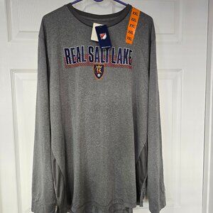 Real Salt Lake Soccer Men's MLS Long Sleeve T-Shirt Polyester Gray Size XXL NWT